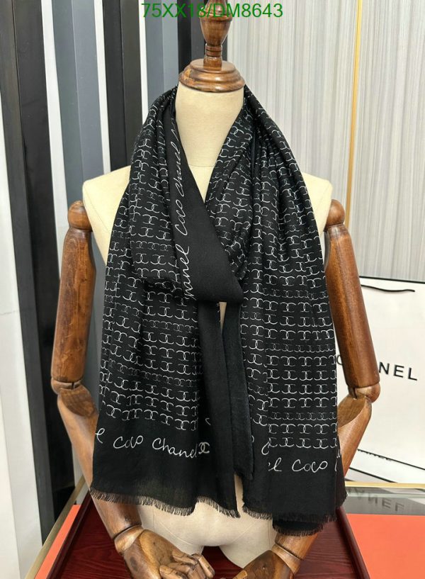 Chanel Replica Twill Hair Tie White Black Square Scarf