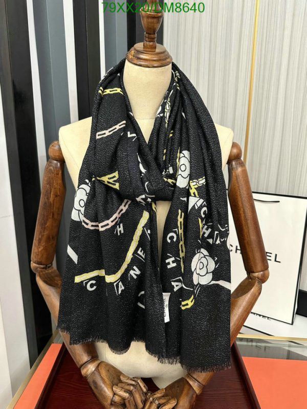 Chanel Replica Black and Gold Cashmere CC Charms Scarf