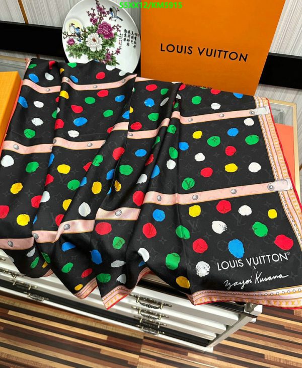 Louis Vuitton Replica LV X YK Silk Monogram Dots Scarf 90