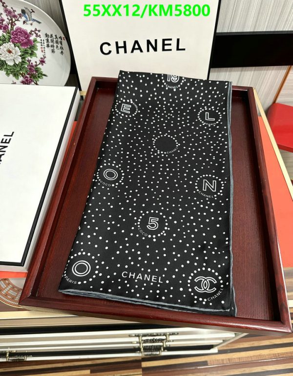 Chanel Replica 1986-1988 CC-Print  Black Dot Silk Scarf