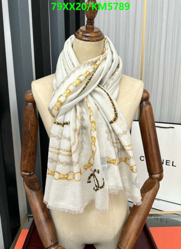 Chanel Replica Pearl Chain Cashmere Square Scarf