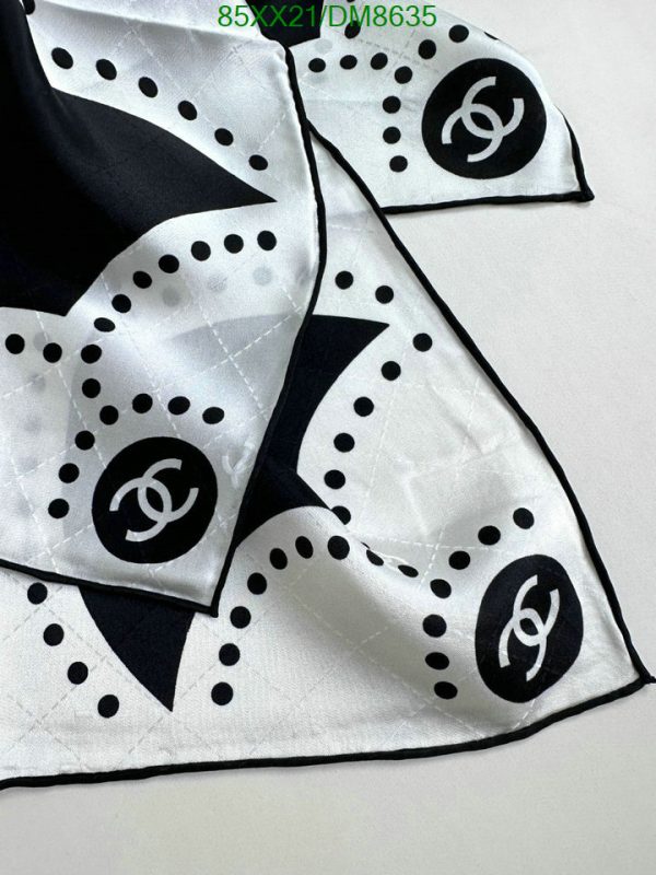 Chanel Replica Coco Mark White x Black Silk Scarf