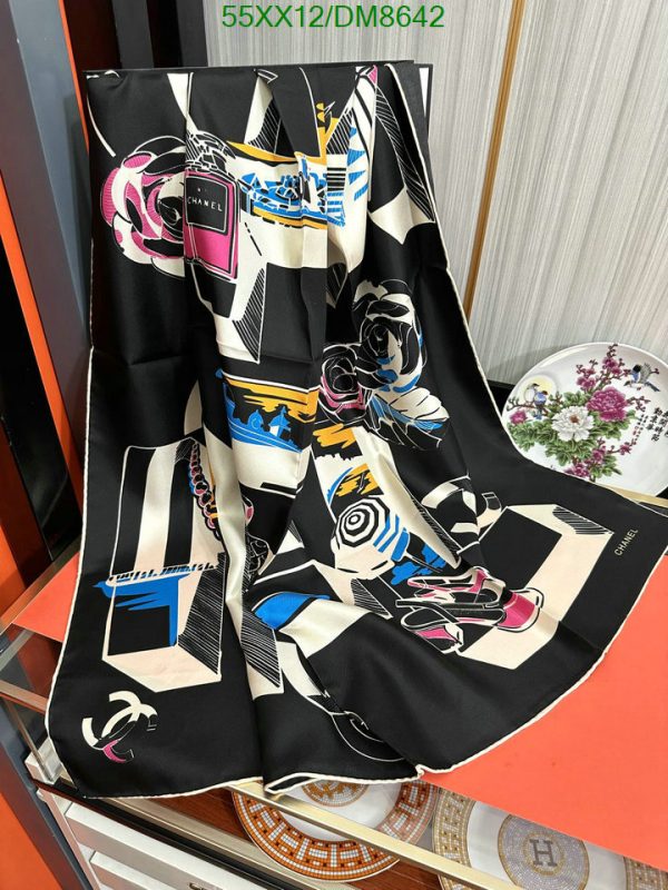 Chanel Replica CC Black White Silk 2023 Square Scarf