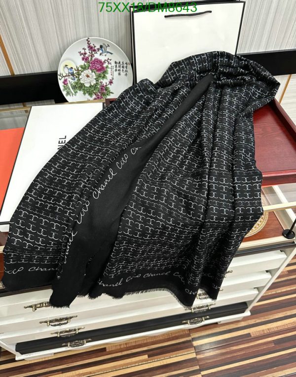 Chanel Replica Twill Hair Tie White Black Square Scarf