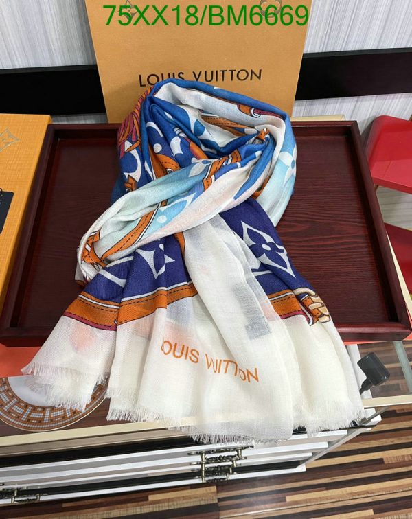 Louis Vuitton Replica Blue/White Cashmere Floral Shawl/Scarf