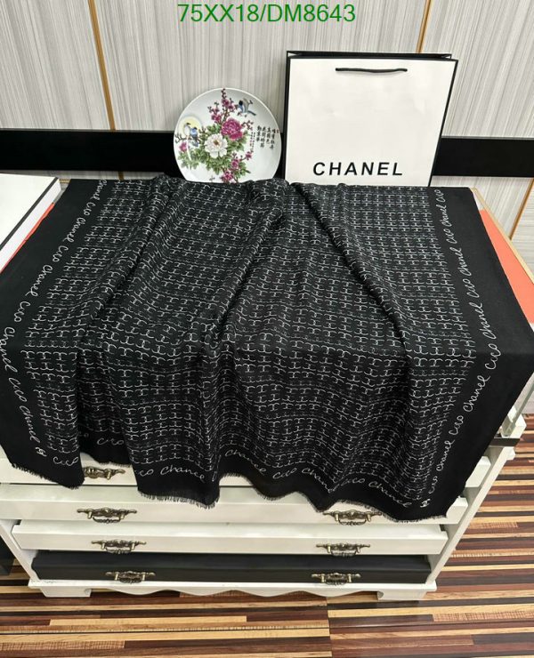 Chanel Replica Twill Hair Tie White Black Square Scarf