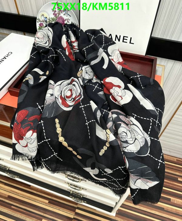 Chanel Replica Black Cashmere CC Logo Stole Scarf