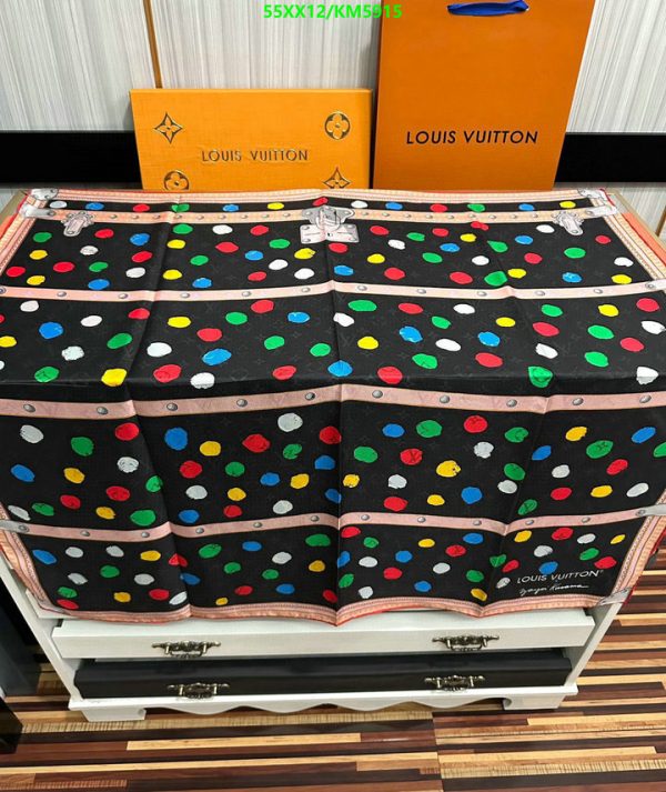 Louis Vuitton Replica LV X YK Silk Monogram Dots Scarf 90