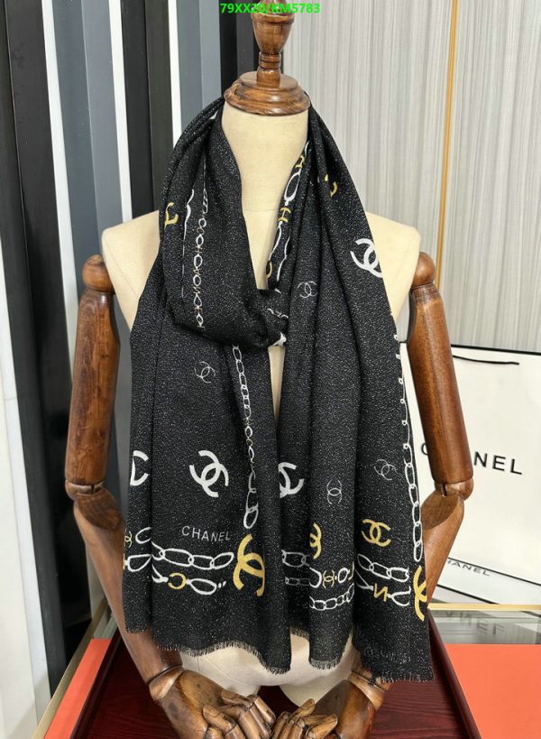 Chanel Replica Black & White Silk + Cashmere Stole Scarf