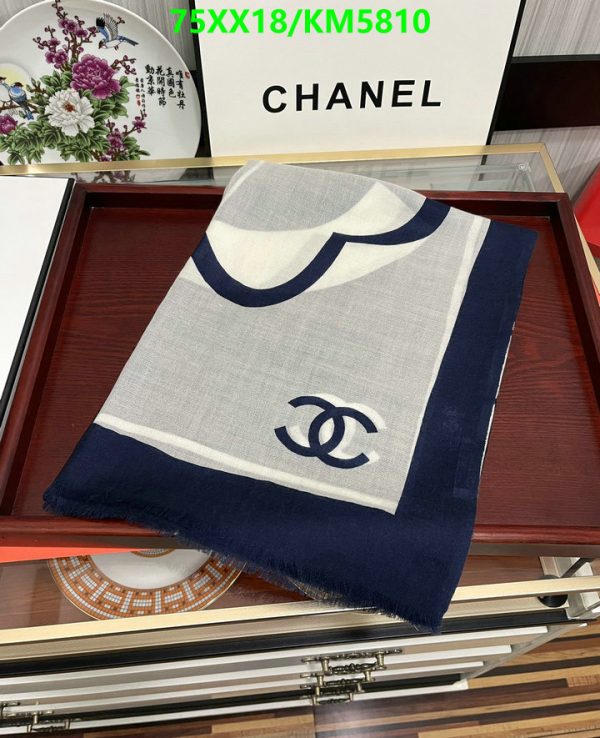 Chanel Replica Camellia Cashmere Navy and White Square 90