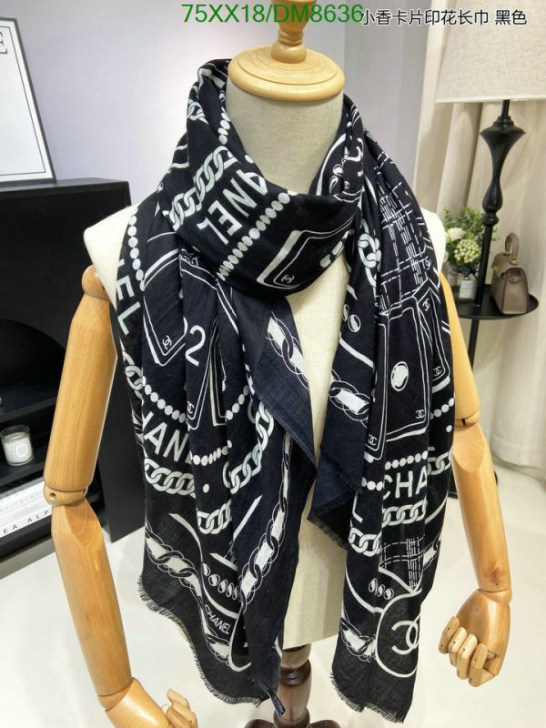 Chanel Replica Cashmere Black & White Long Square Scarf