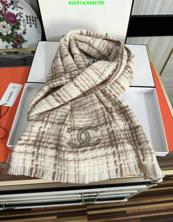 Chanel Replica Fringe Plaid Cashmere CC Logos Scarf