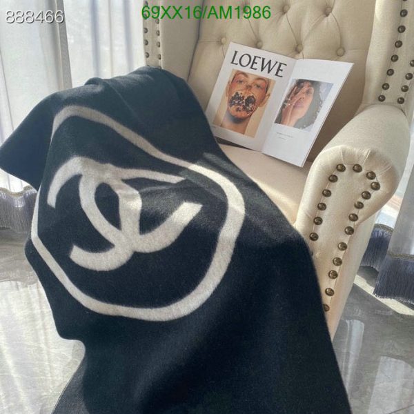 Chanel Replica Large CC Scarf Stole Black White