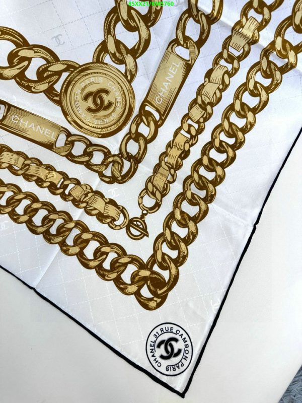 Chanel Replica Silk Gold Black White Chains Square 90