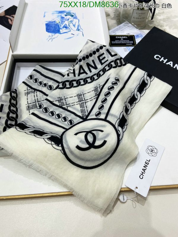 Chanel Replica Cashmere Black & White Long Square Scarf