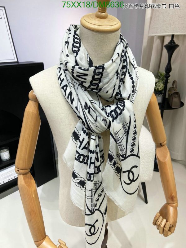 Chanel Replica Cashmere Black & White Long Square Scarf