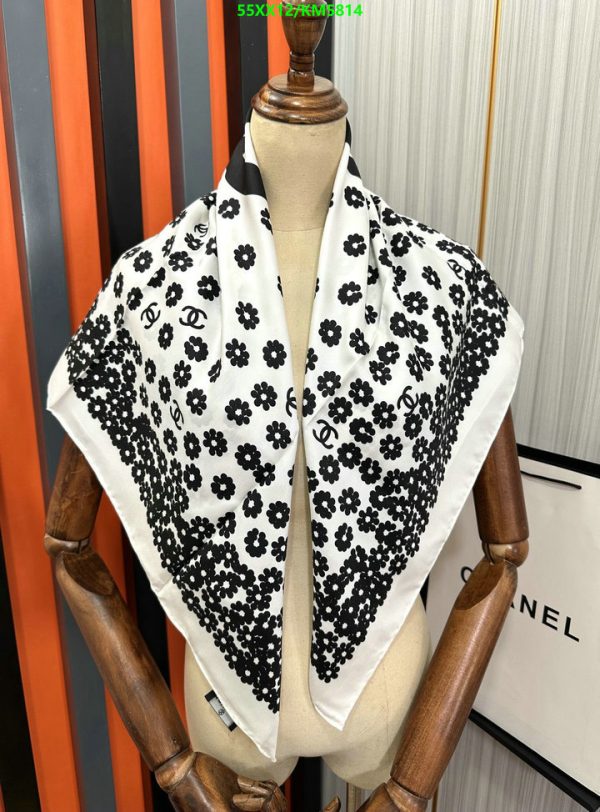 Chanel Replica Floral Print White Silk Neckerchief Square