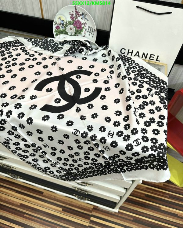 Chanel Replica Floral Print White Silk Neckerchief Square