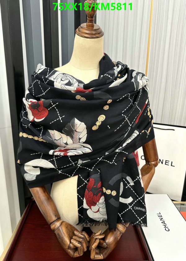 Chanel Replica Black Cashmere CC Logo Stole Scarf