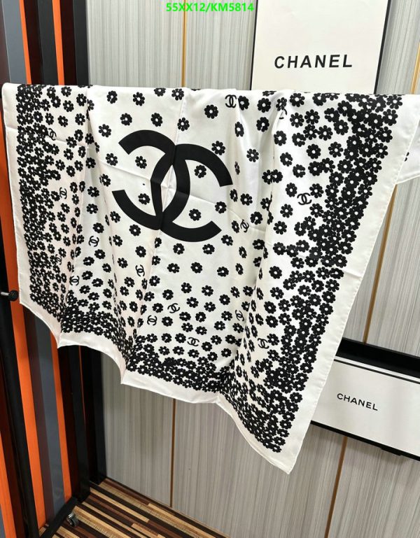 Chanel Replica Floral Print White Silk Neckerchief Square