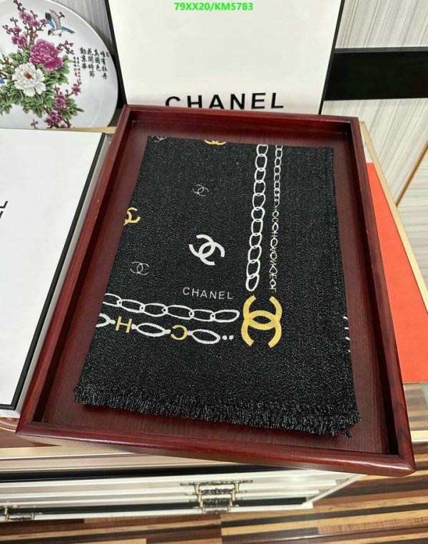 Chanel Replica Black & White Silk + Cashmere Stole Scarf