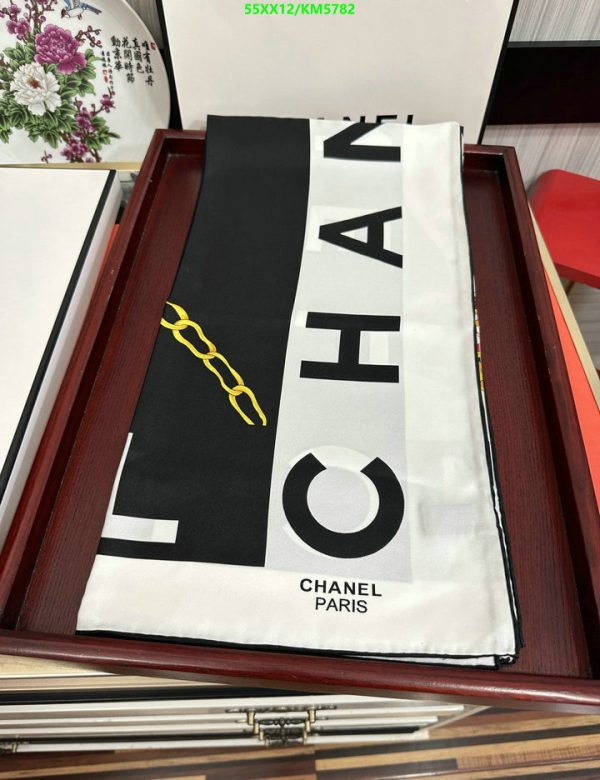 Chanel Replica Silk Hand Rolled Graphic Print Scarf