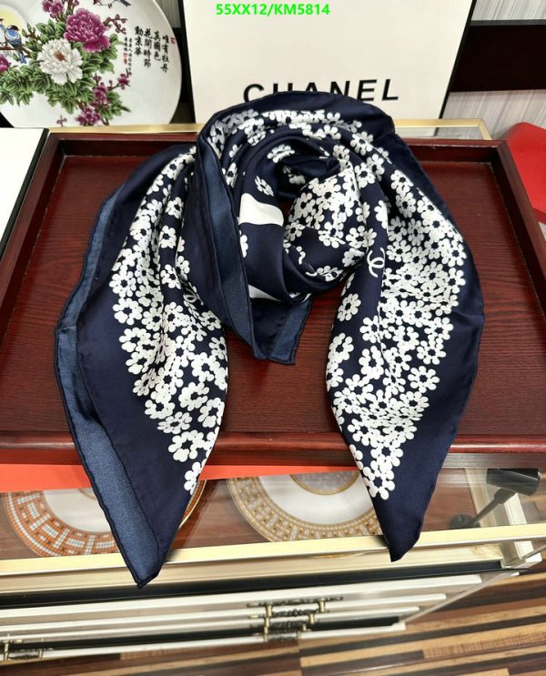 Chanel Replica Floral Print White Silk Neckerchief Square