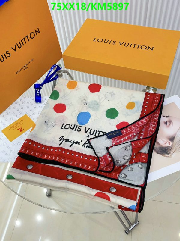 Louis Vuitton Replica LV X YK Silk & Cashmere Monogram Dots Scarf 140