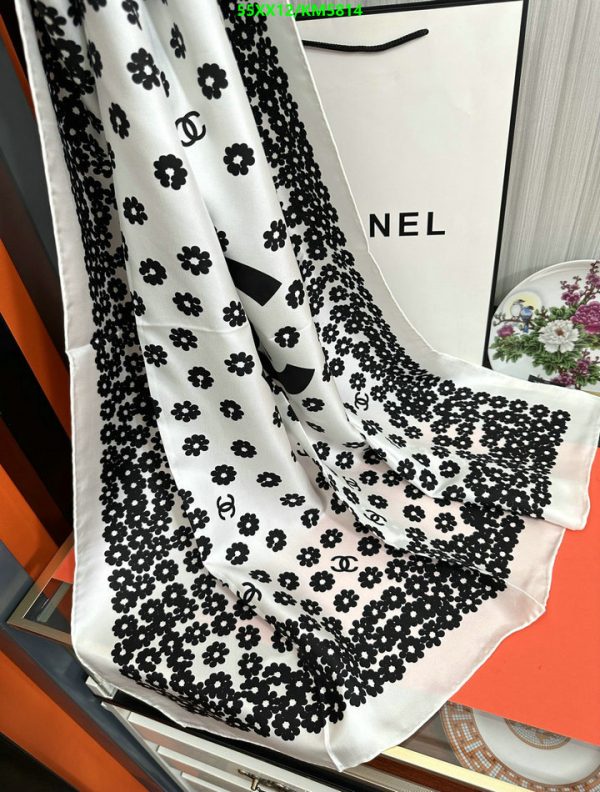 Chanel Replica Floral Print White Silk Neckerchief Square