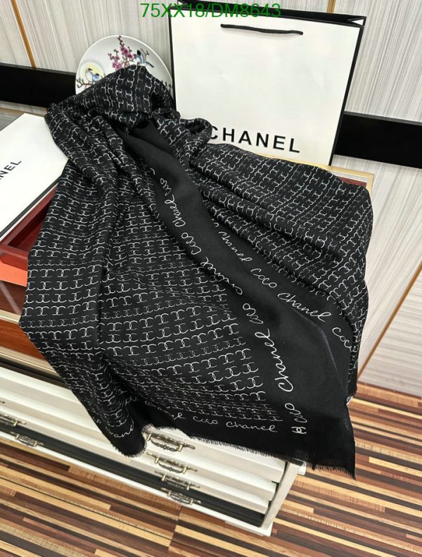 Chanel Replica Twill Hair Tie White Black Square Scarf