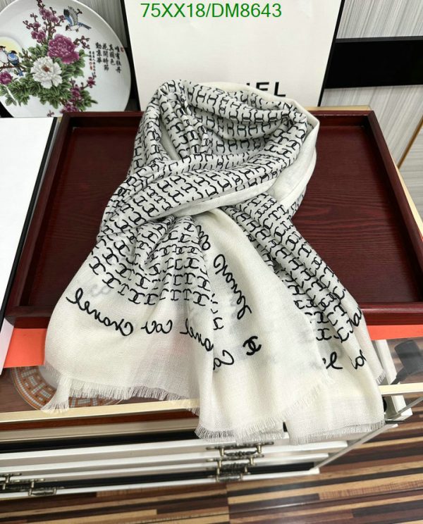 Chanel Replica Twill Hair Tie White Black Square Scarf