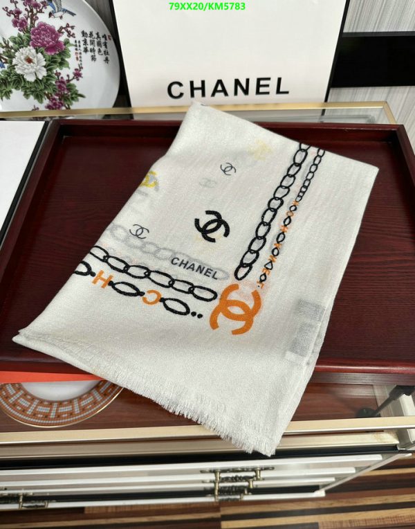 Chanel Replica Black & White Silk + Cashmere Stole Scarf