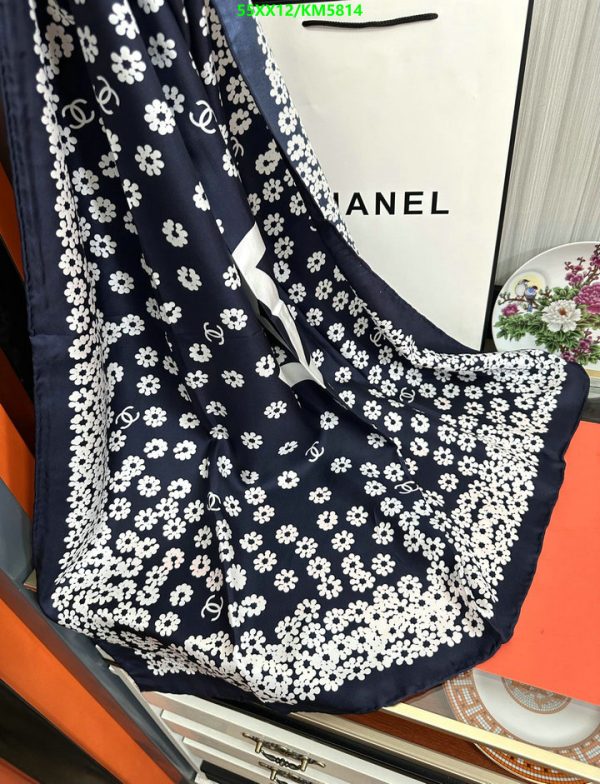 Chanel Replica Floral Print White Silk Neckerchief Square