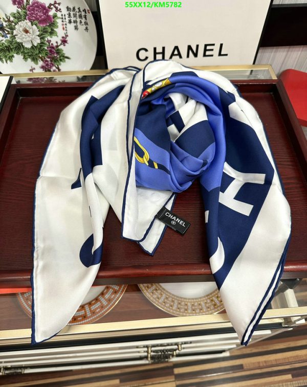 Chanel Replica Silk Hand Rolled Graphic Print Scarf