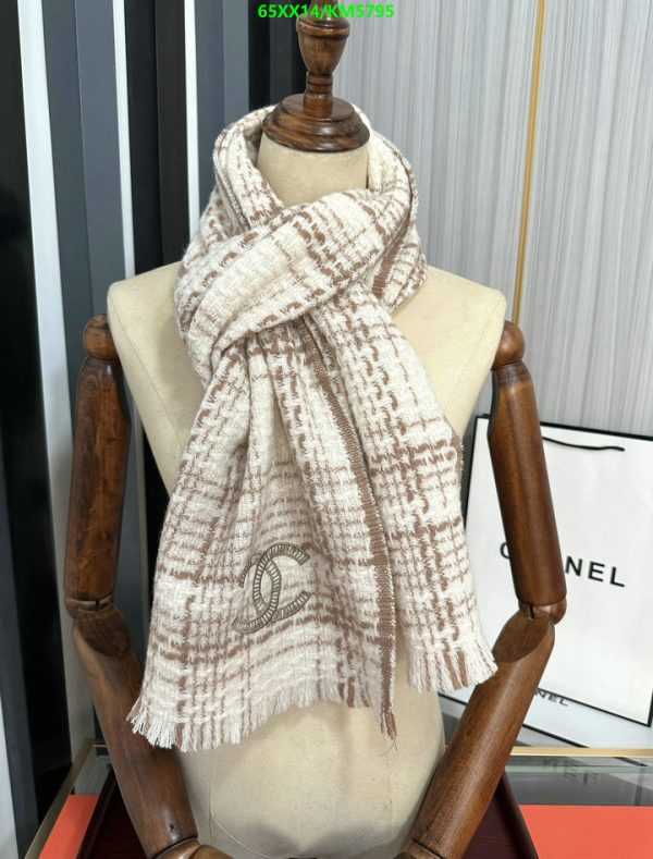 Chanel Replica Fringe Plaid Cashmere CC Logos Scarf