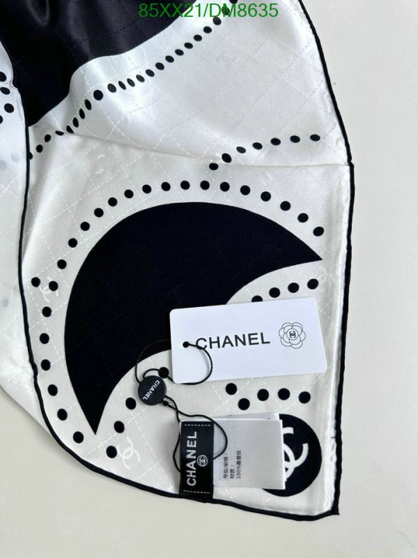 Chanel Replica Coco Mark White x Black Silk Scarf