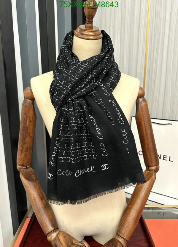 Chanel Replica Twill Hair Tie White Black Square Scarf