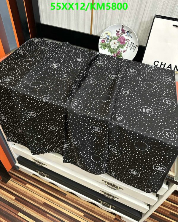 Chanel Replica 1986-1988 CC-Print  Black Dot Silk Scarf