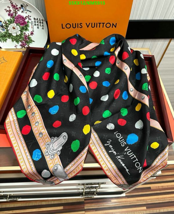 Louis Vuitton Replica LV X YK Silk Monogram Dots Scarf 90