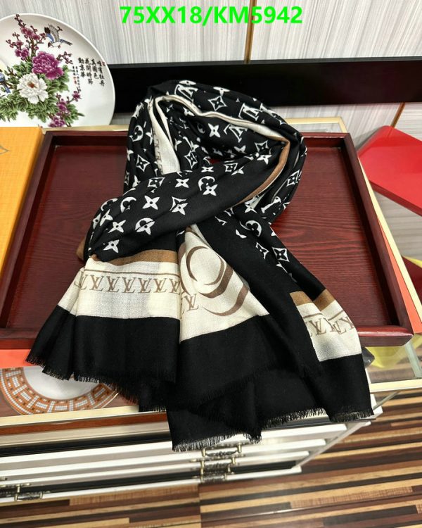 Louis Vuitton Replica Cashmere Black/White Monogram Scarf