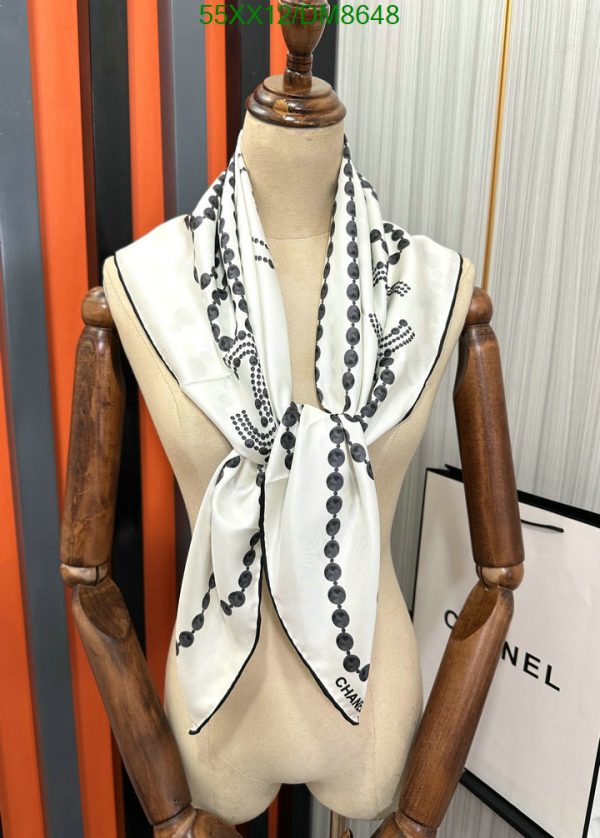 Chanel Replica Square 90 Silk White and Black Scarf