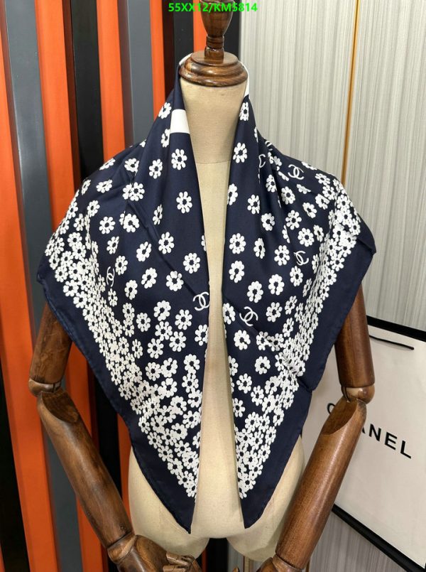 Chanel Replica Floral Print White Silk Neckerchief Square