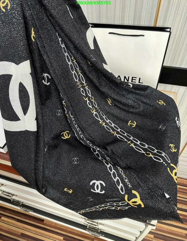 Chanel Replica Black & White Silk + Cashmere Stole Scarf