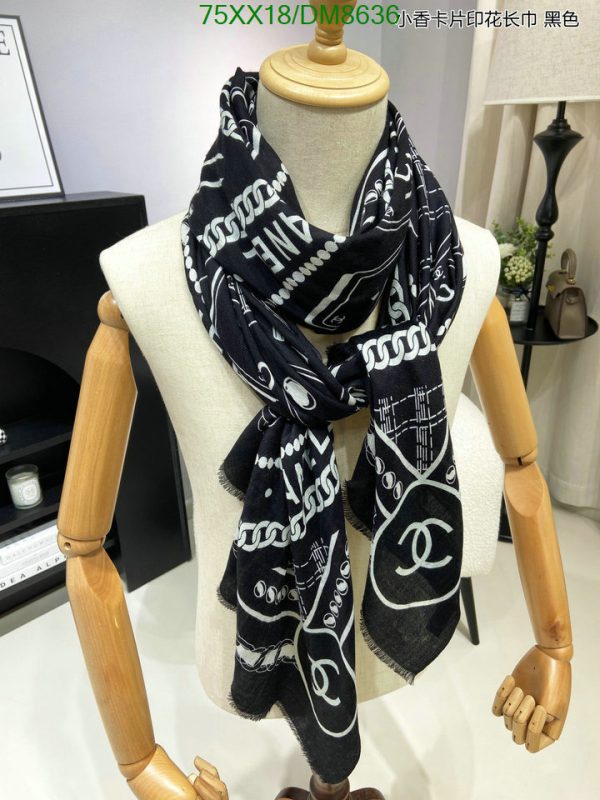 Chanel Replica Cashmere Black & White Long Square Scarf