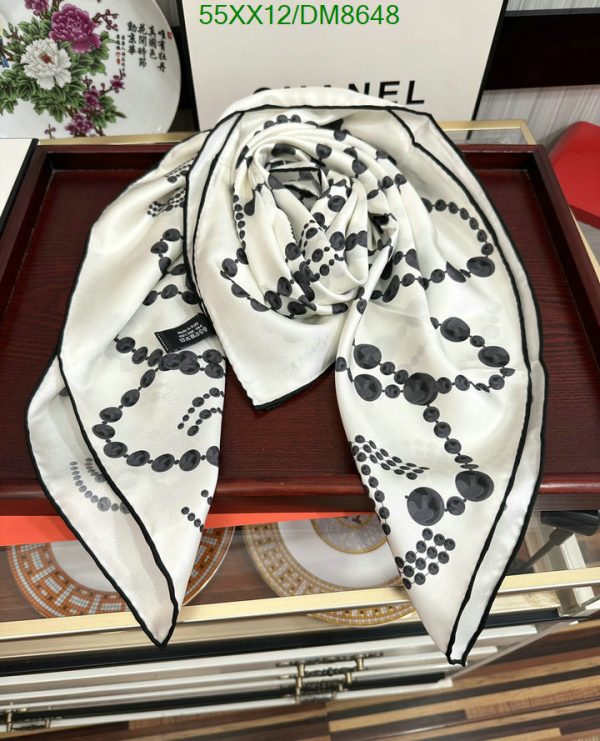 Chanel Replica Square 90 Silk White and Black Scarf