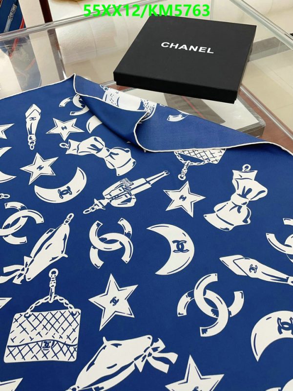 Chanel Replica Luxury Blue White Silk Square Scarf