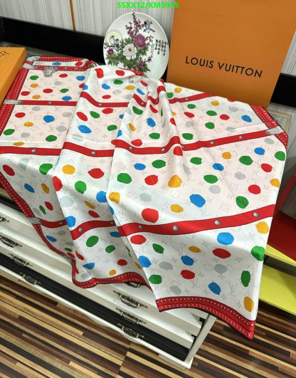 Louis Vuitton Replica LV X YK Silk Monogram Dots Scarf 90