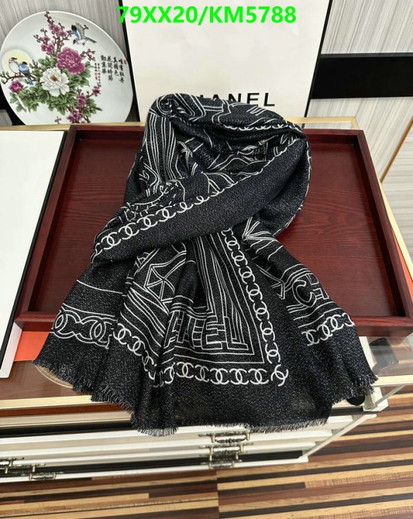 Chanel Replica Cashmere Black Square Silk Twill Scarf