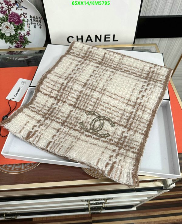 Chanel Replica Fringe Plaid Cashmere CC Logos Scarf