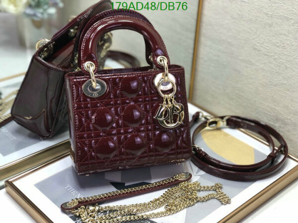 Christian Dior 1:1 Mirror Calfskin Cannage Mini Lady Dior Plum